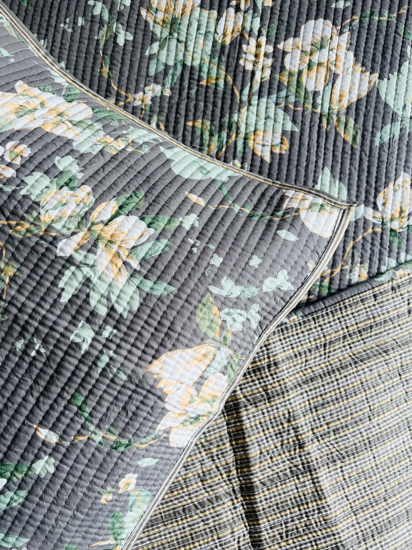 Floral Quilted Bedcover 5pc Set