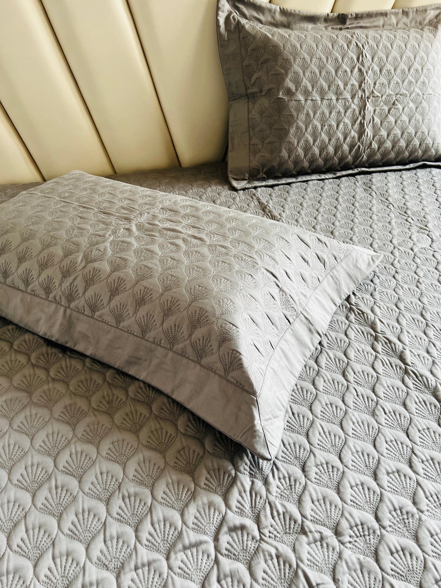 Ellora Quilted Solid Bedcover 3pc Set
