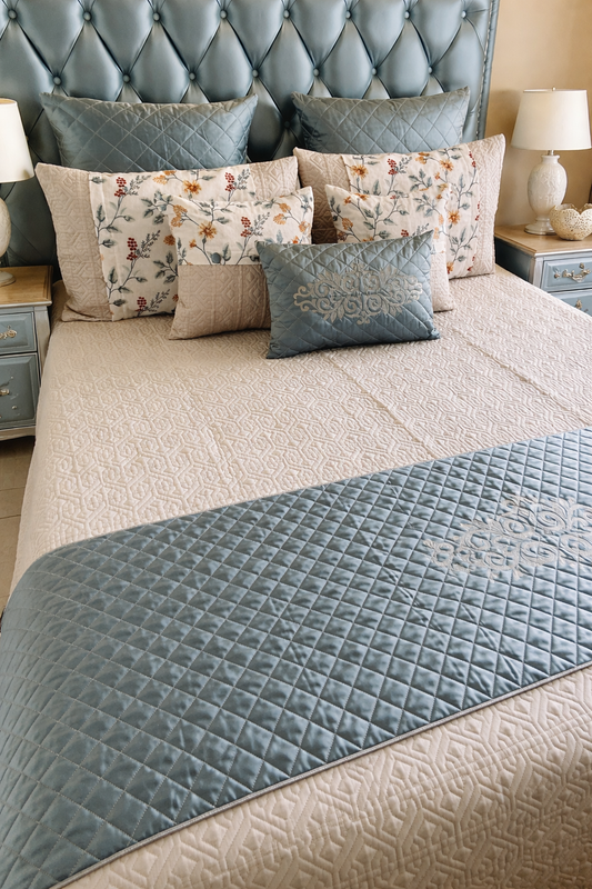 Ice Grey Luxury Quilted 9pc Bedcover Set