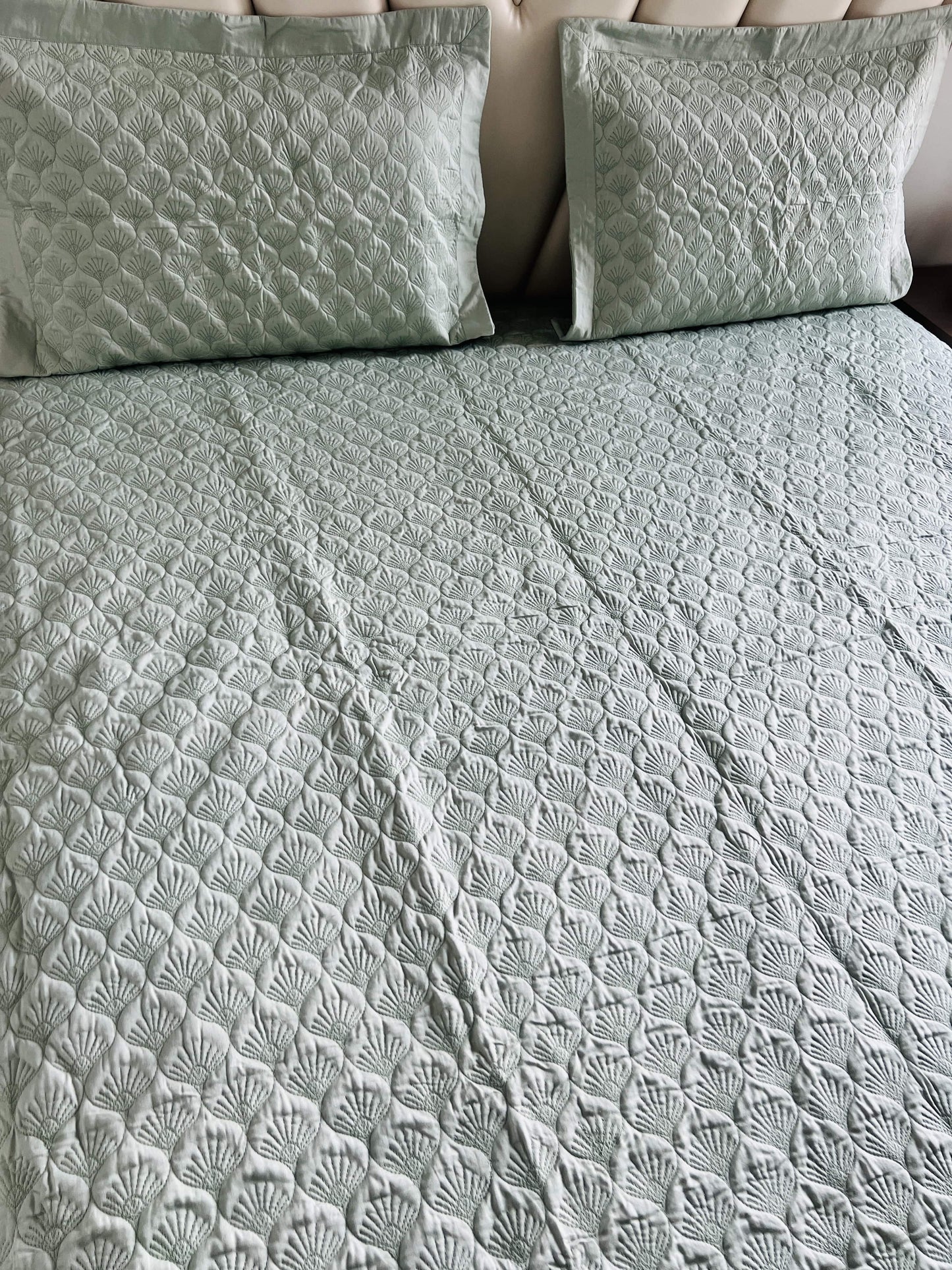 Ellora Quilted Solid Bedcover 3pc Set