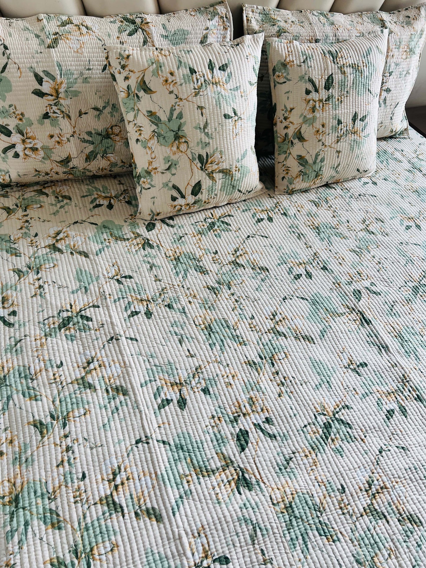 Floral Quilted Bedcover 5pc Set