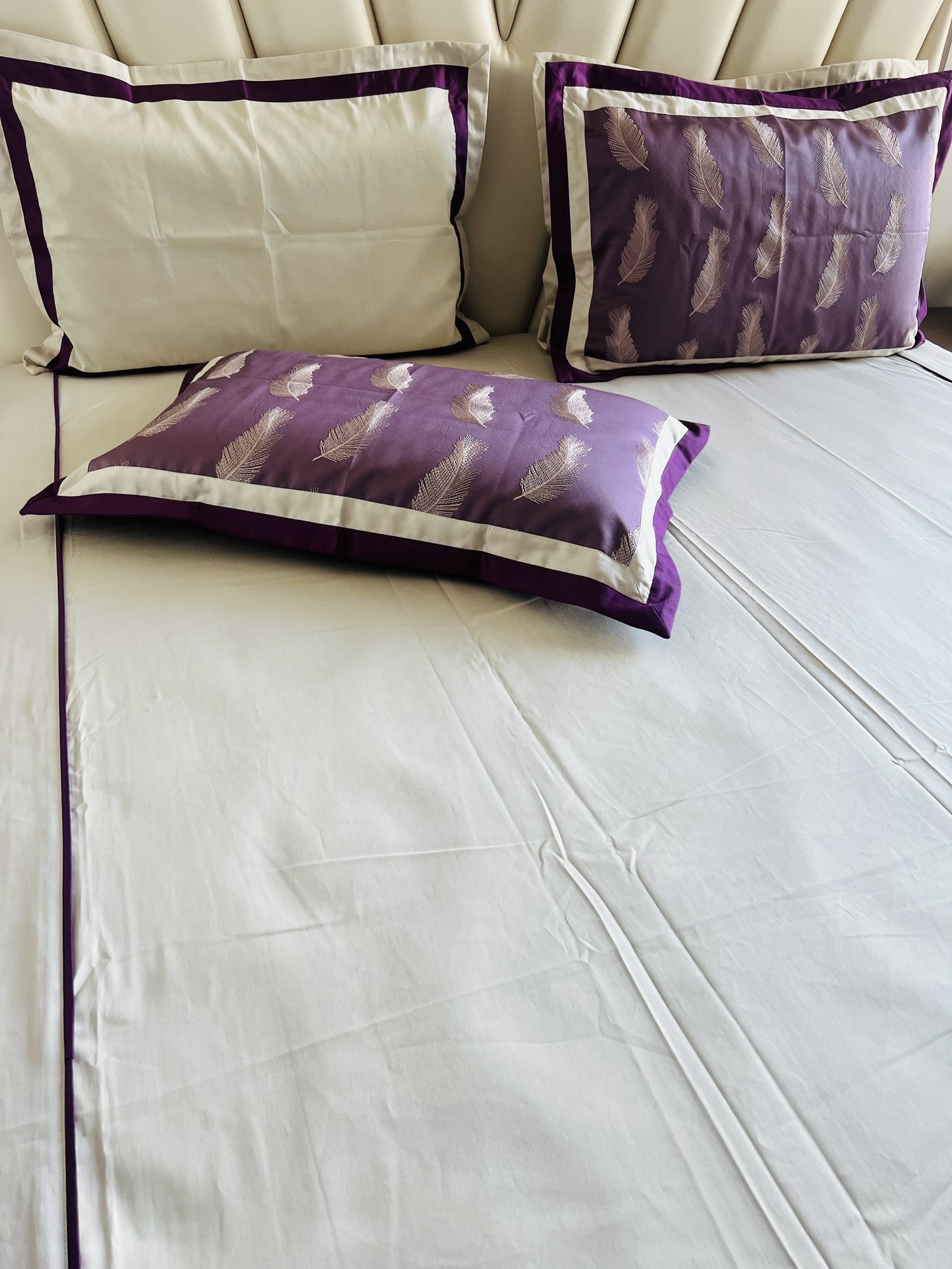 Cream Cotton Luxury Embroidery Bedsheet