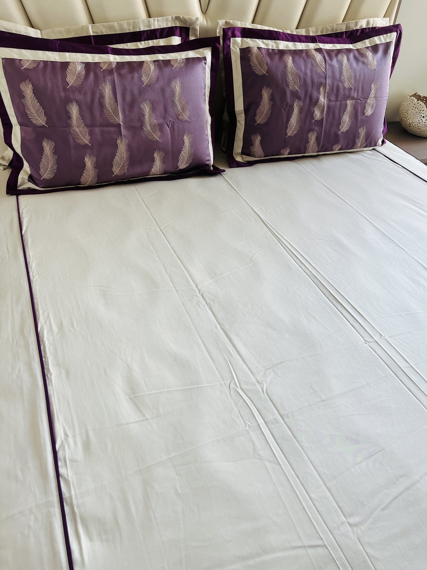 Cream Cotton Luxury Embroidery Bedsheet