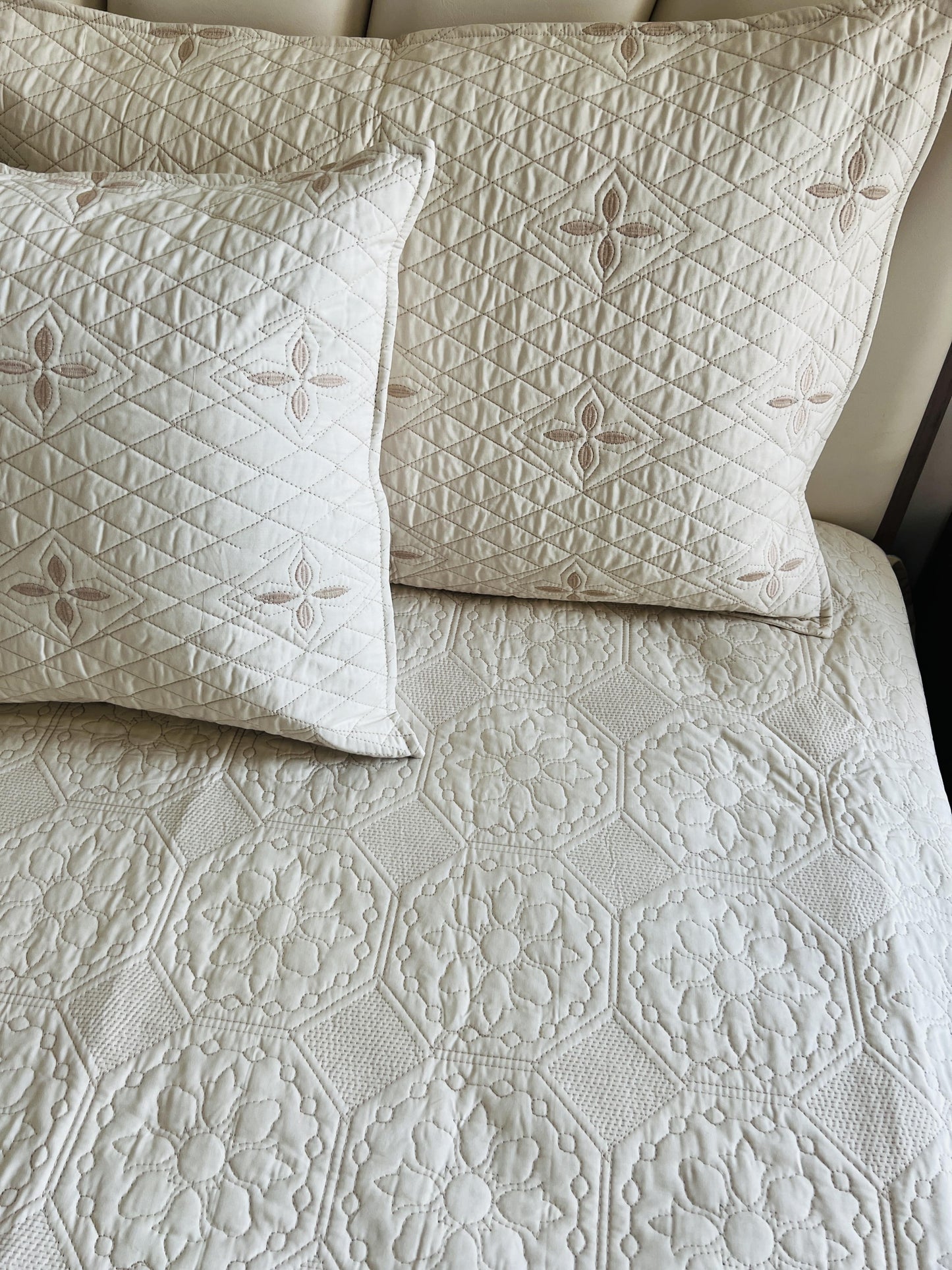 Beige Quilted Bedcover 5pc Set