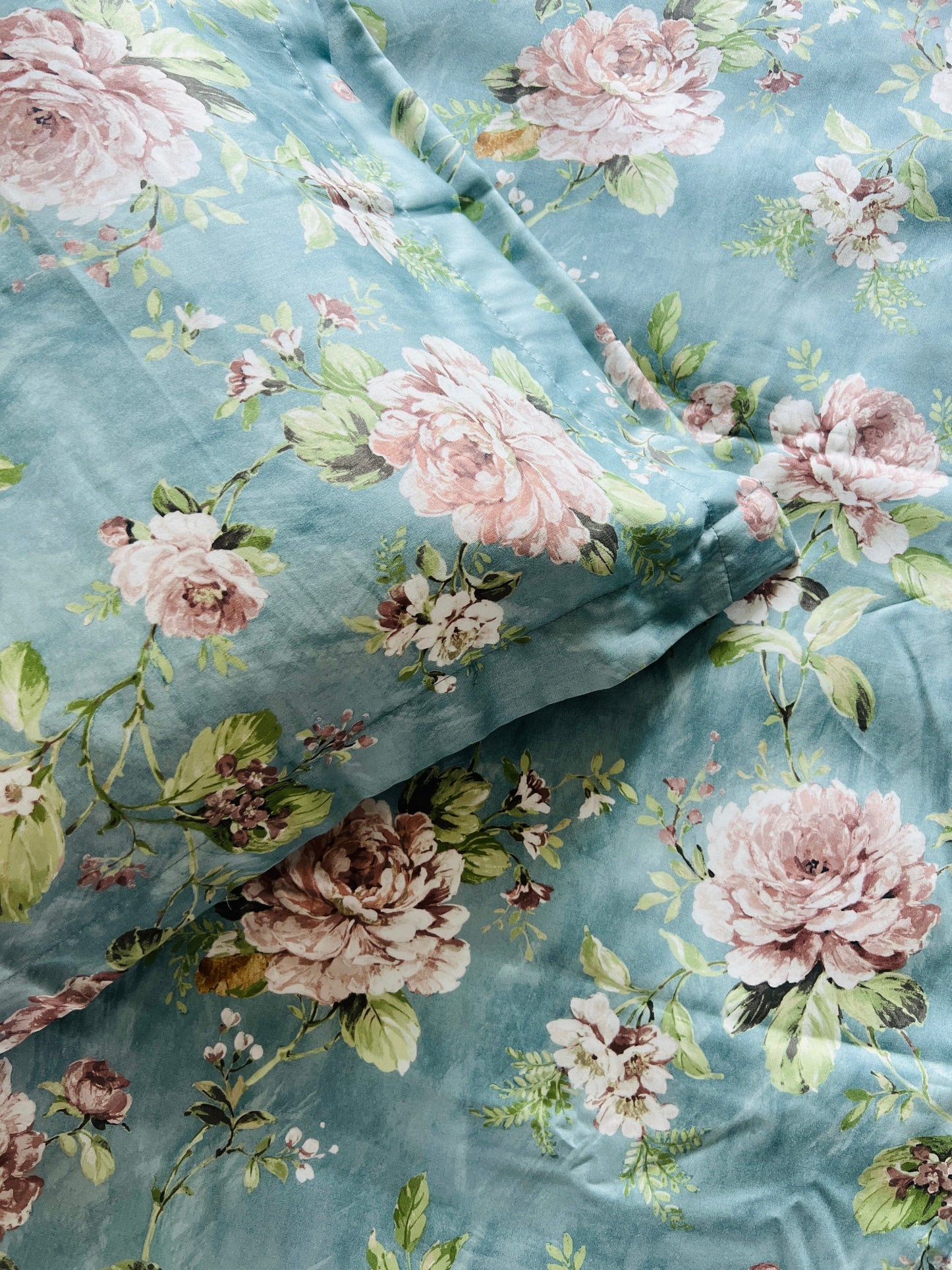 Blue Floral King Size Printed Bedsheet