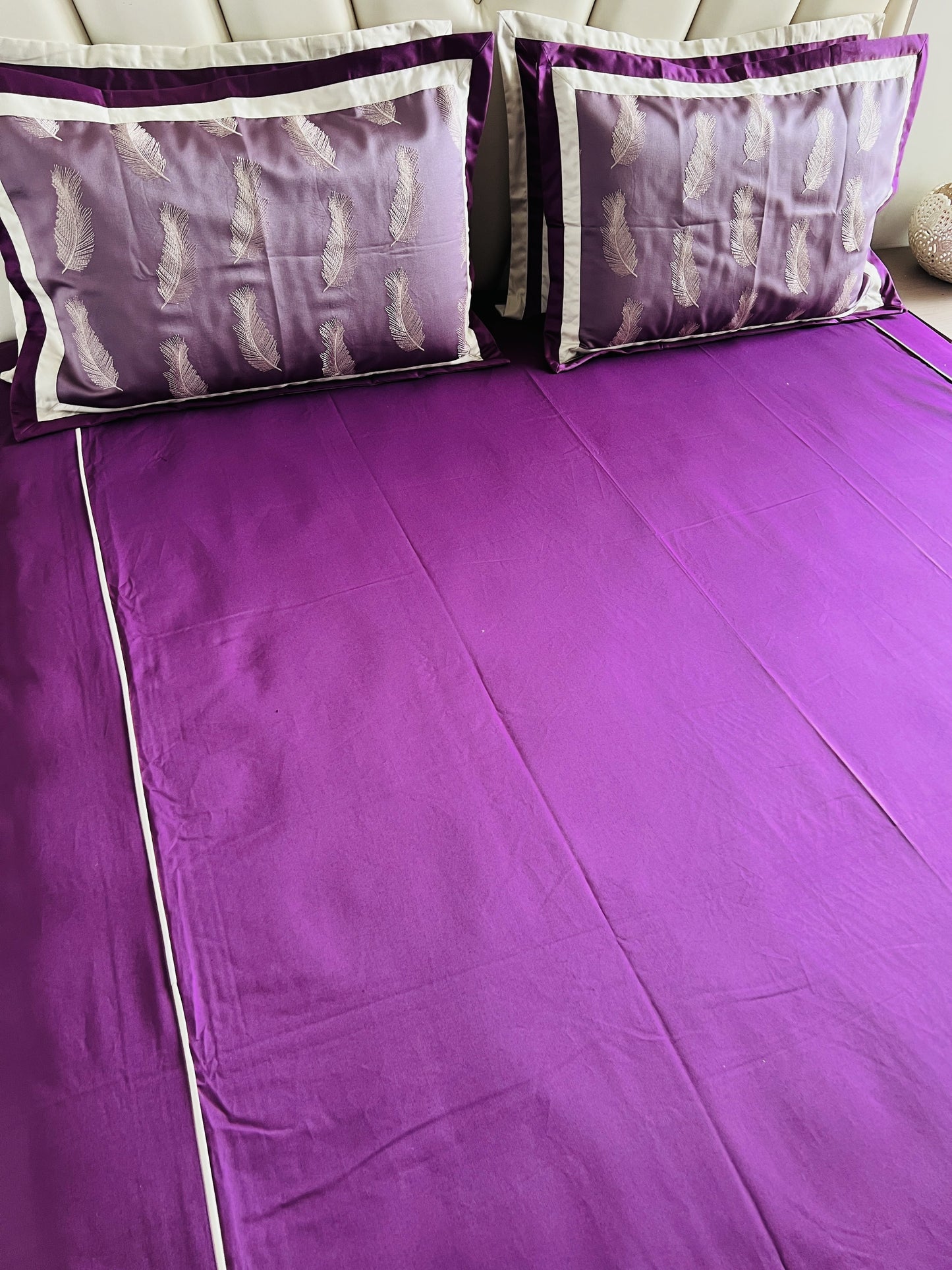 Wine Cotton Luxury Embroidery Bedsheet