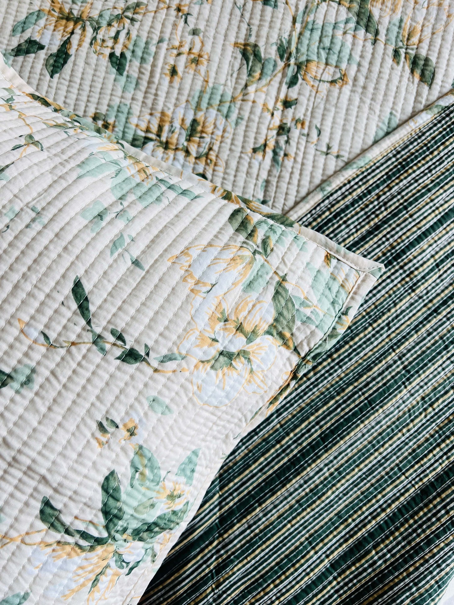 Floral Quilted Bedcover 5pc Set