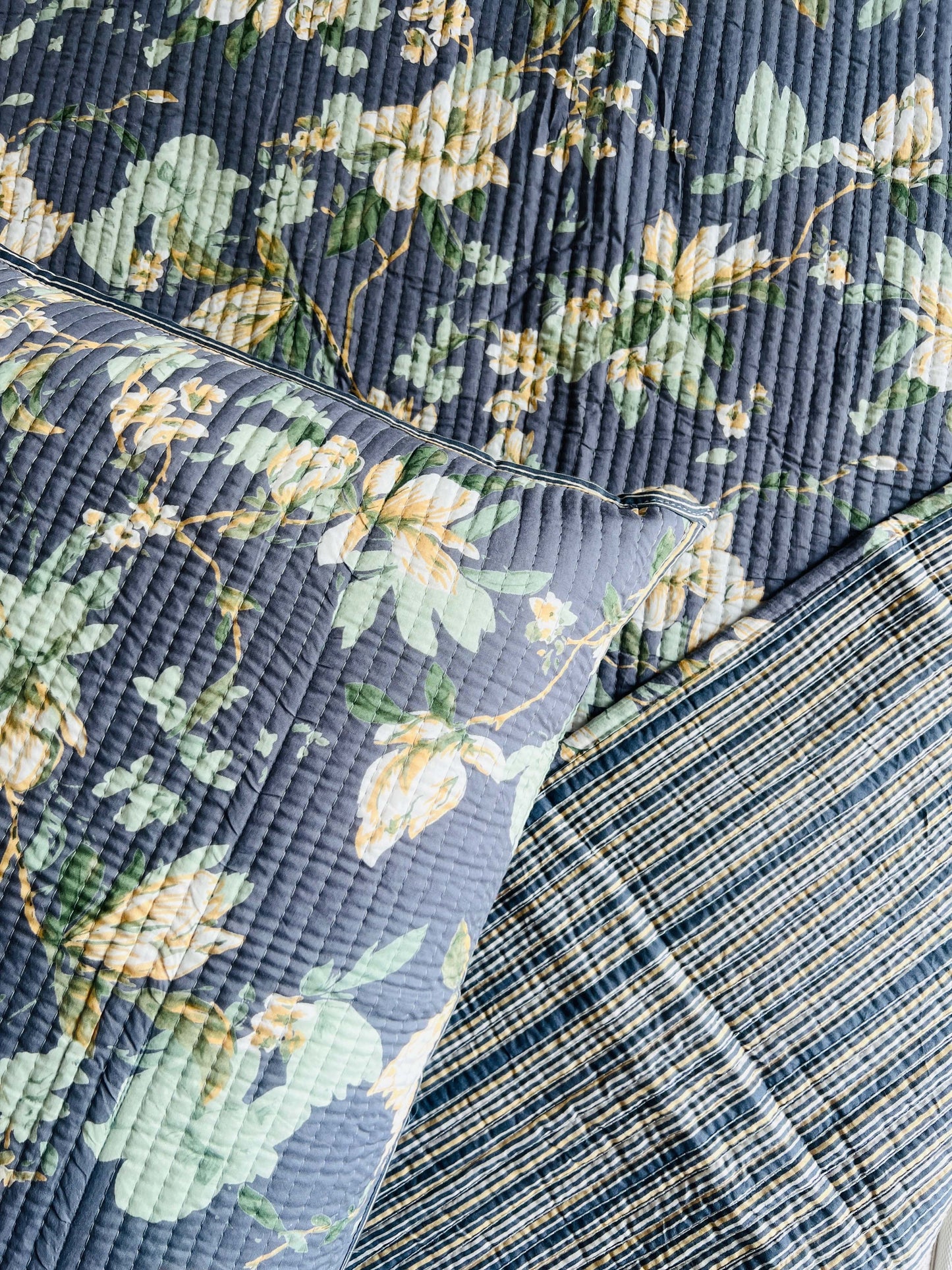 Floral Quilted Bedcover 5pc Set