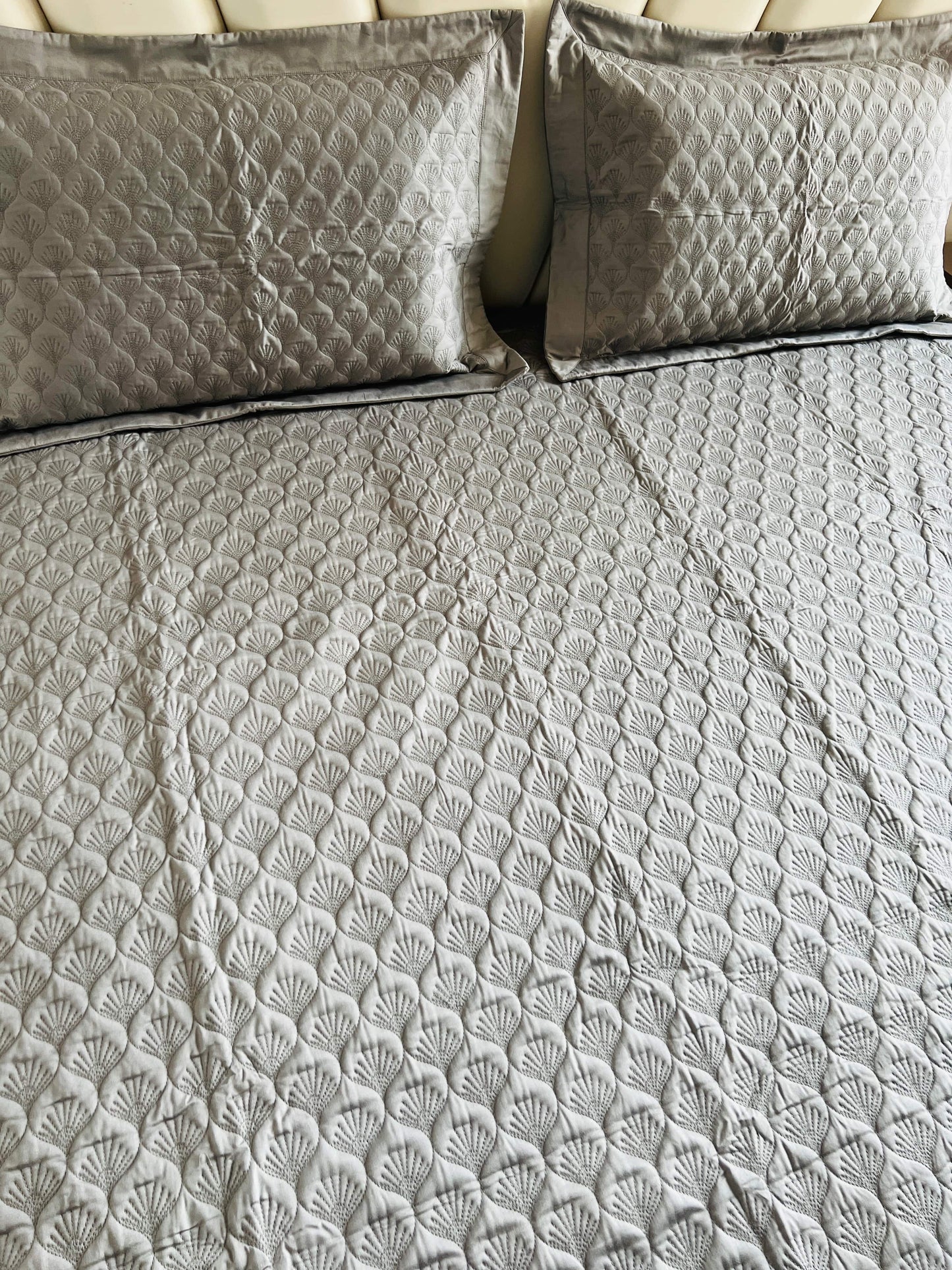 Ellora Quilted Solid Bedcover 3pc Set