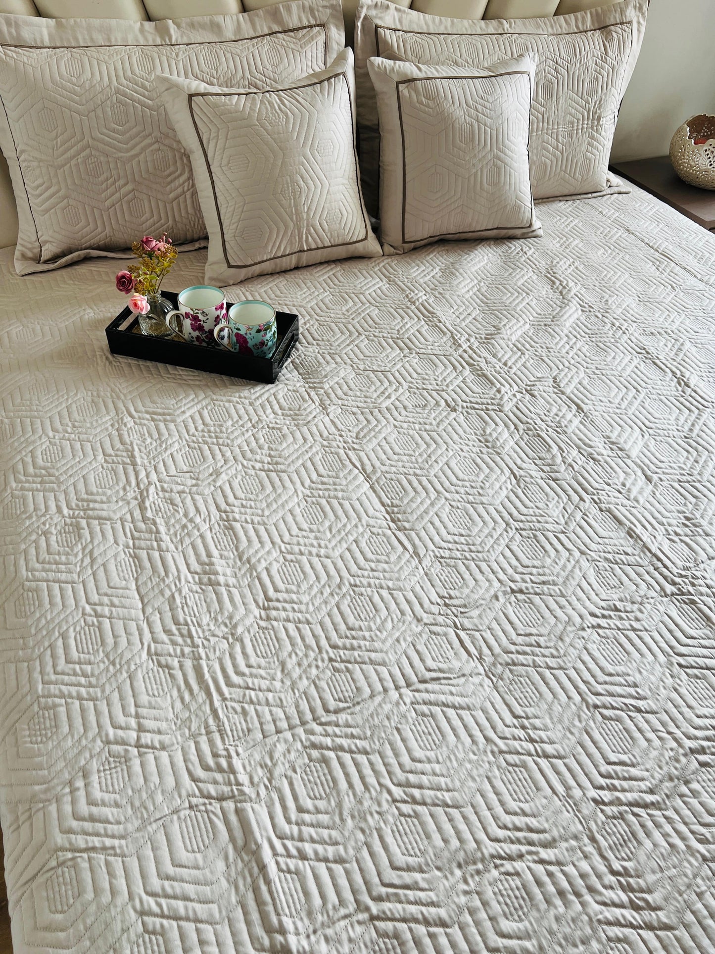 Hexagon Quilted Bedcover 5pc Set