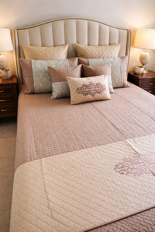 Brown Luxury Quilted 9pc Bedcover Set