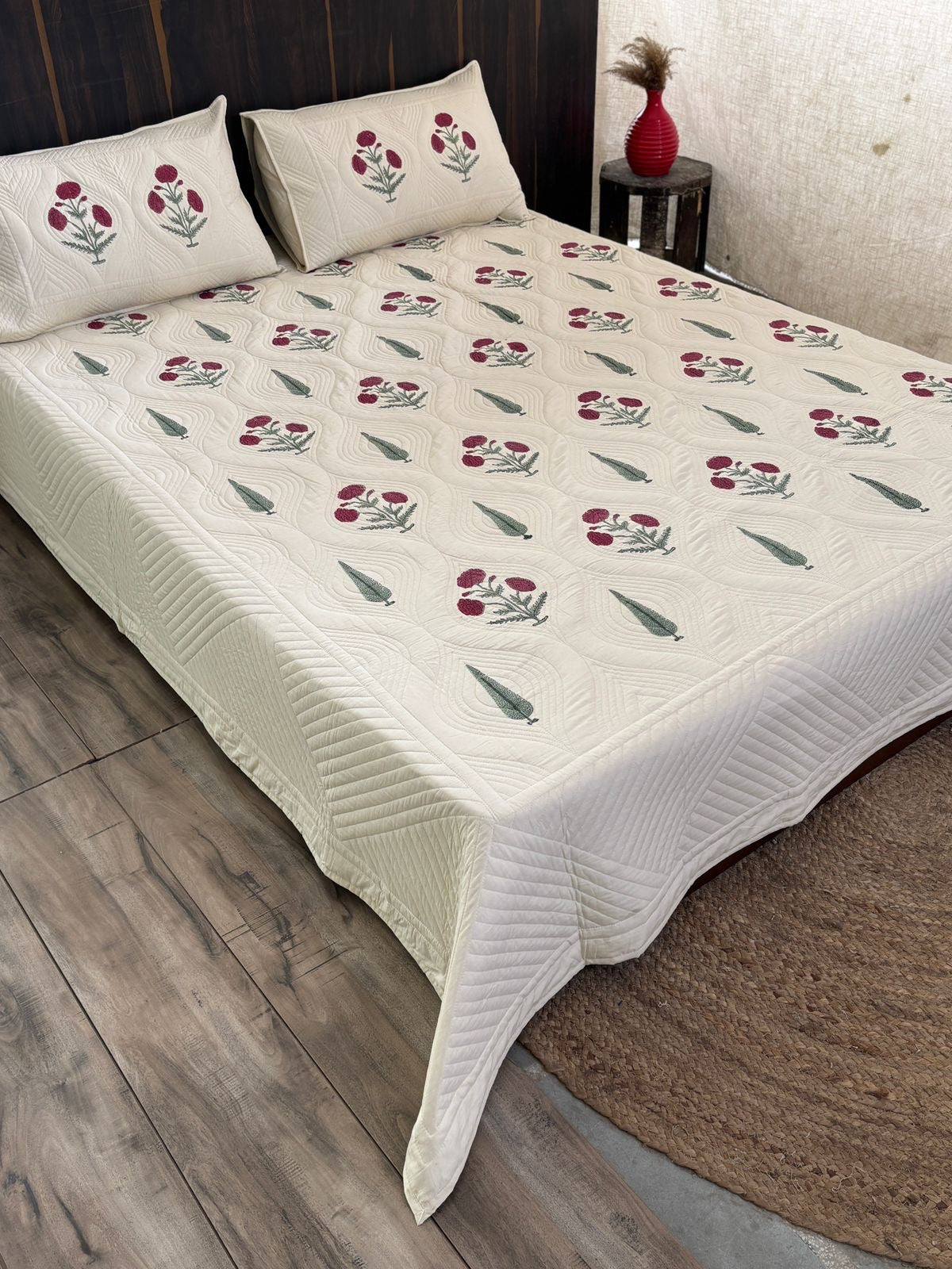 Poppy King Size Quilted Bedcover 3pc Set