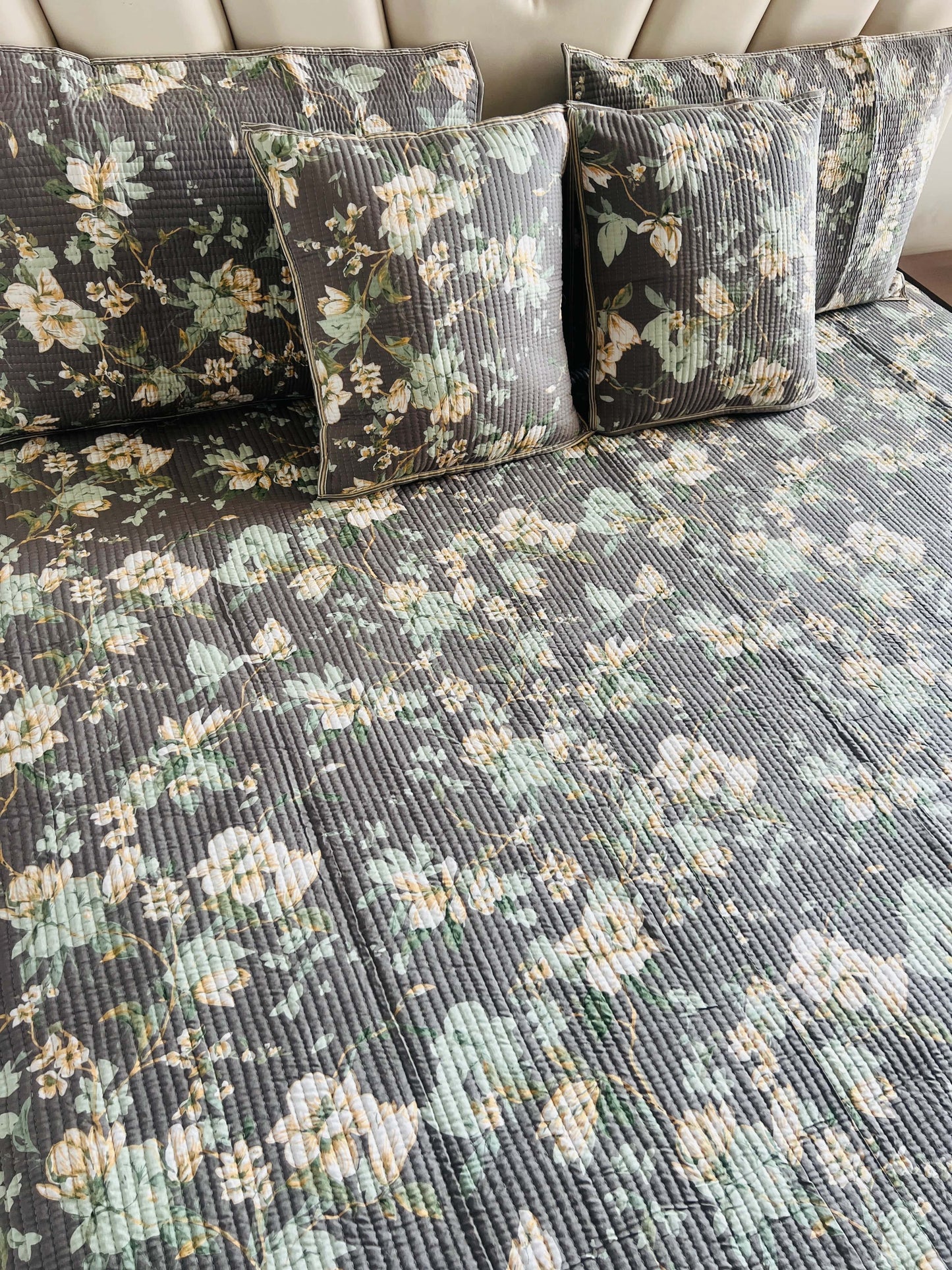Floral Quilted Bedcover 5pc Set