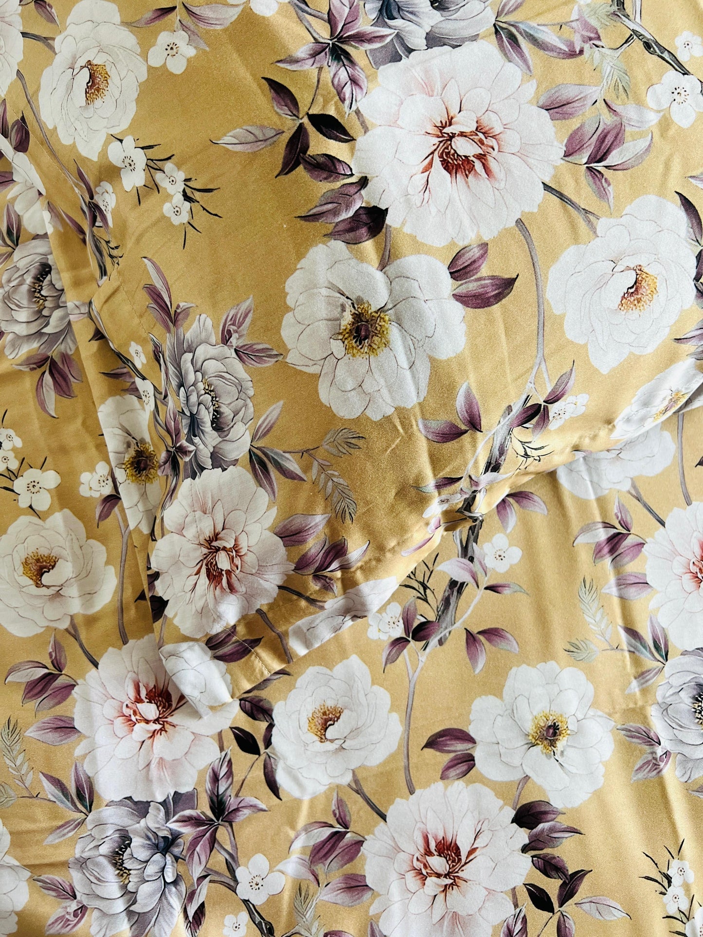 Yellow Floral King Size Printed Bedsheet