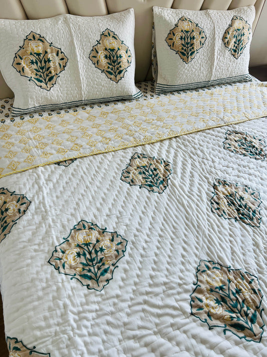 Yellow Rose Handblock Set