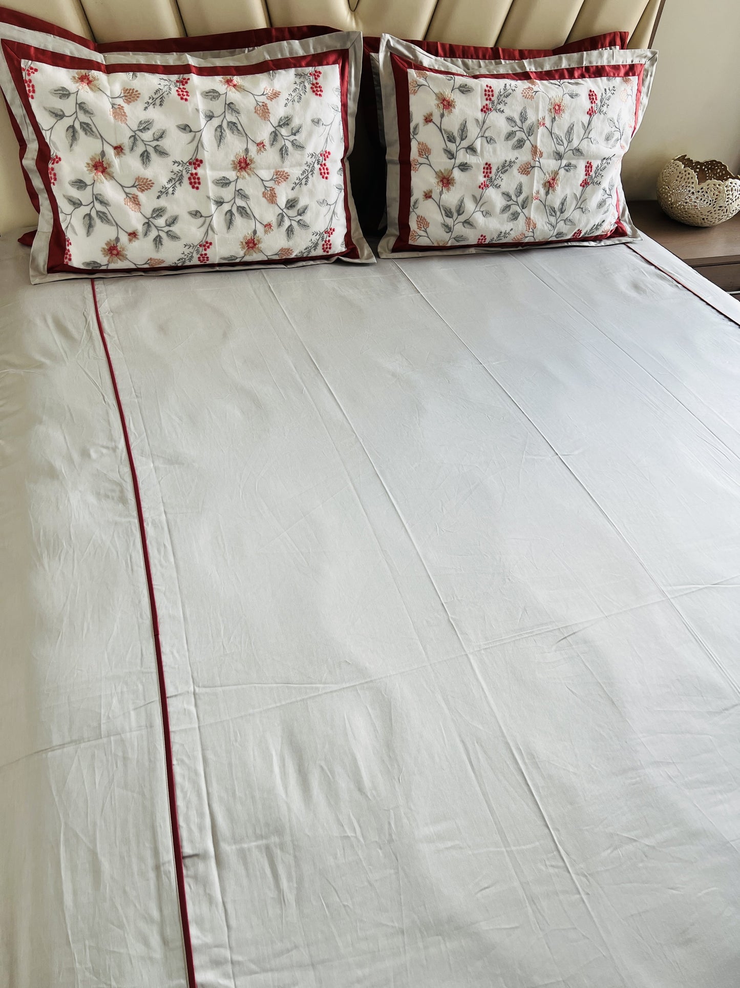 Light Grey Cotton Luxury Embroidery Bedsheet