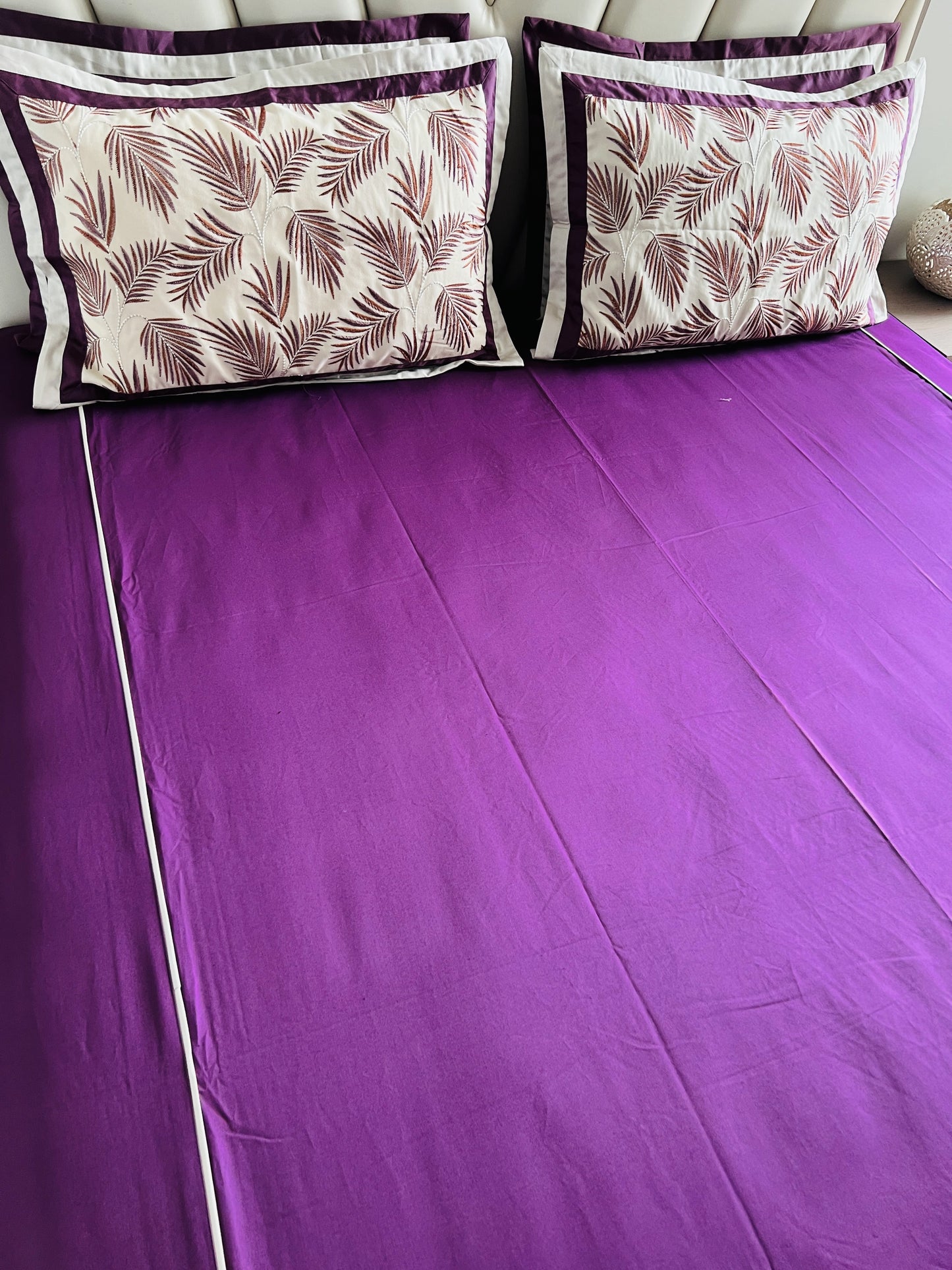 Wine Cotton Luxury Embroidery Bedsheet