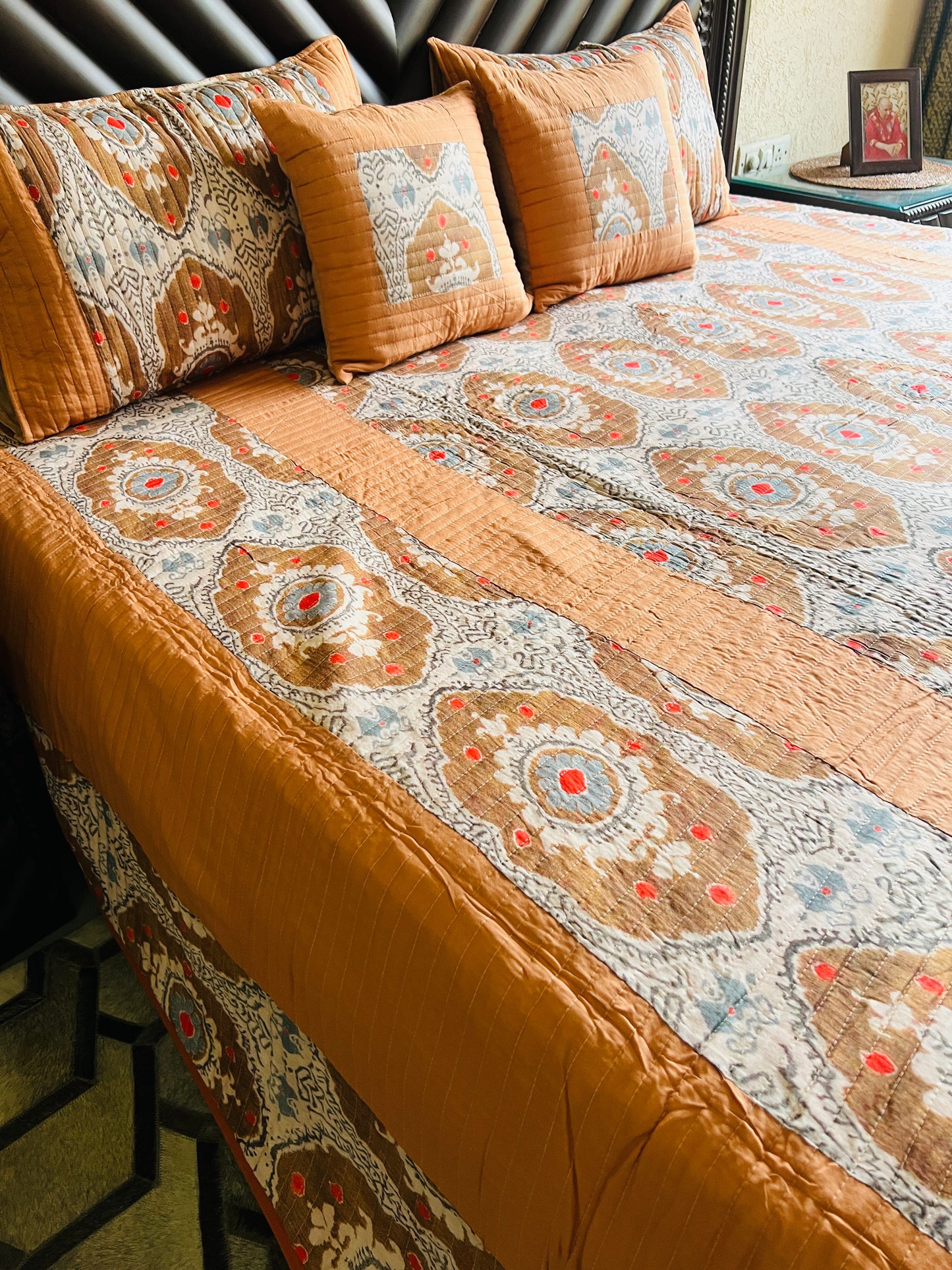 Ikkat Quilted Bedcover 5pc Set