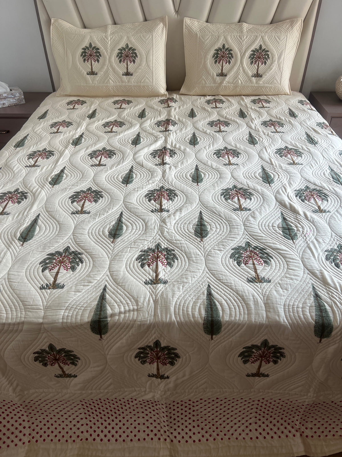 Palm Grove King Size Quilted Bedcover 3pc Set
