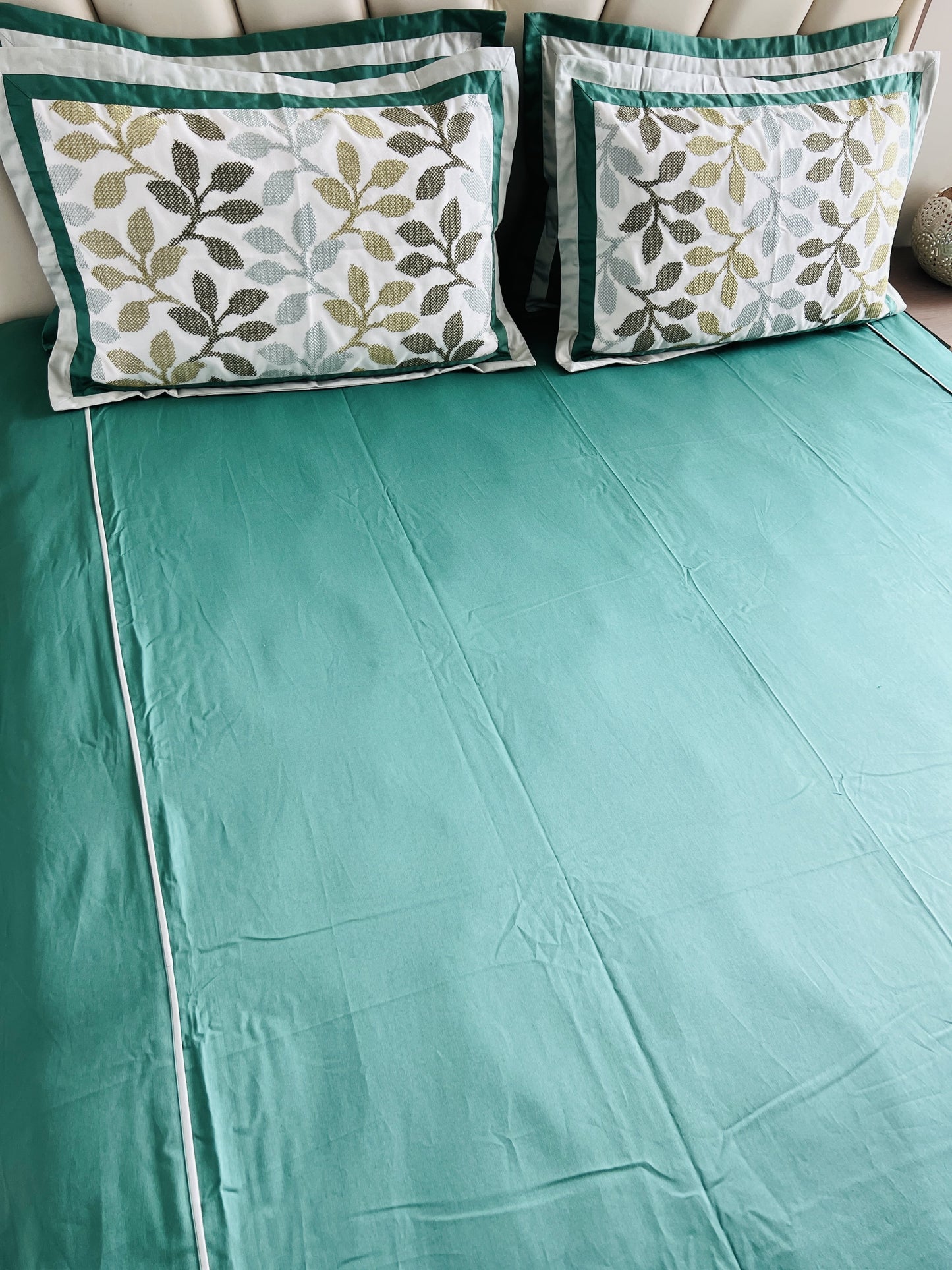 Emerald Green Cotton Luxury Embroidery Bedsheet