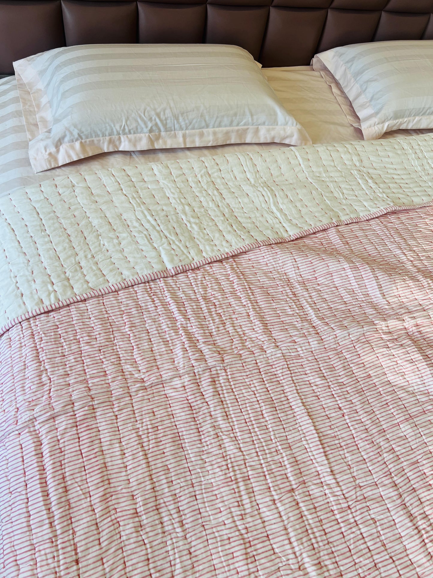 Double Bed Stripes Kantha Quilt