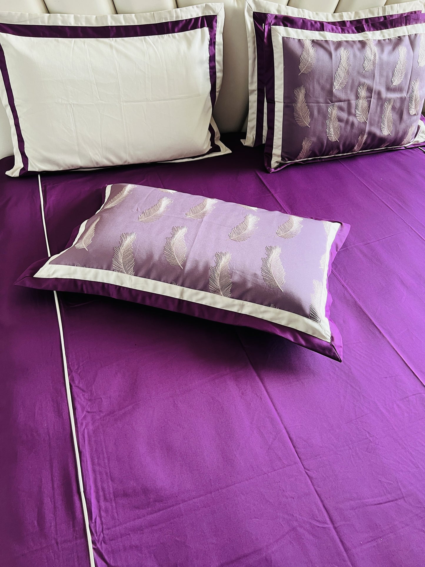 Wine Cotton Luxury Embroidery Bedsheet
