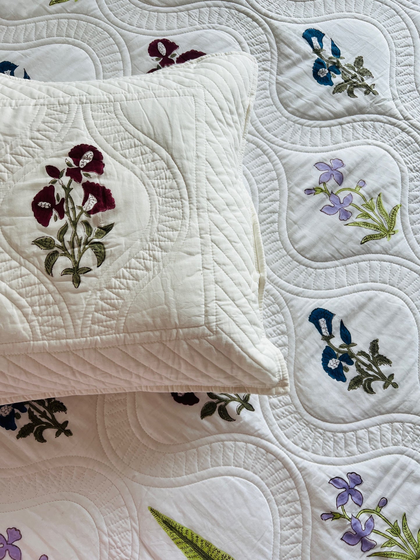 Jaal Handblock Quilted Bedcover 3pc Set