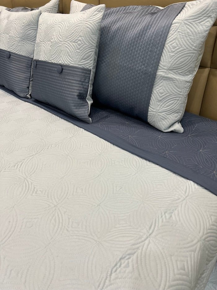 Baby Blue Quilted Bedcover 5pc Set