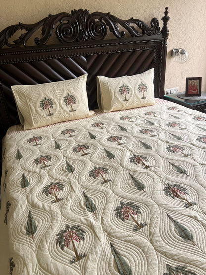 Palm Grove King Size Quilted Bedcover 3pc Set