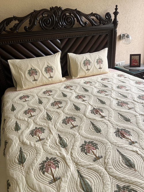 Palm Grove King Size Quilted Bedcover 3pc Set