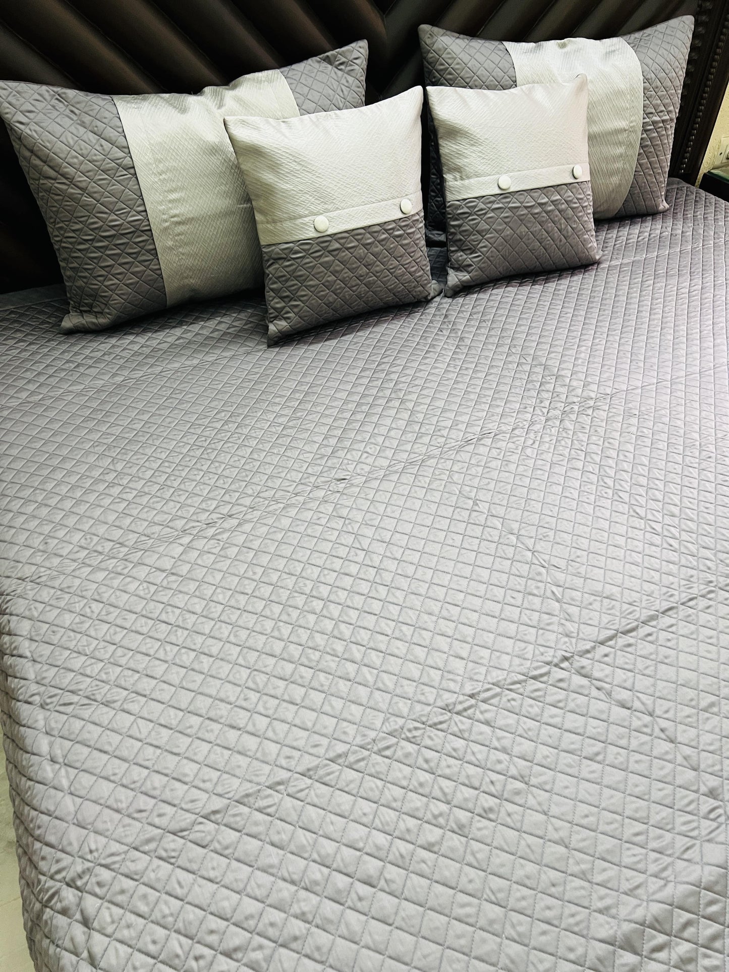 Diamond Reversible Quilted Bedcover 5pc Set