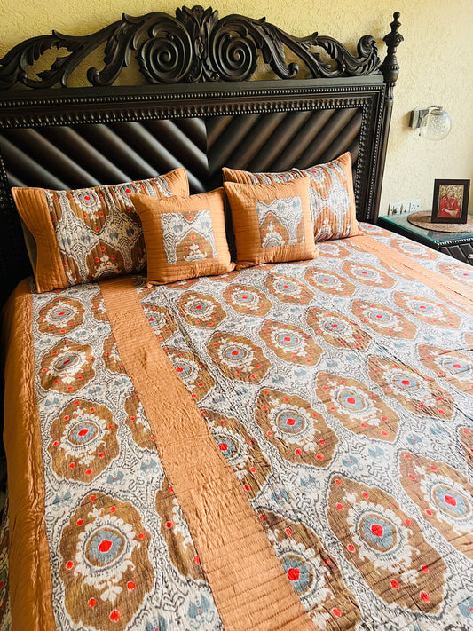 Ikkat Quilted Bedcover 5pc Set