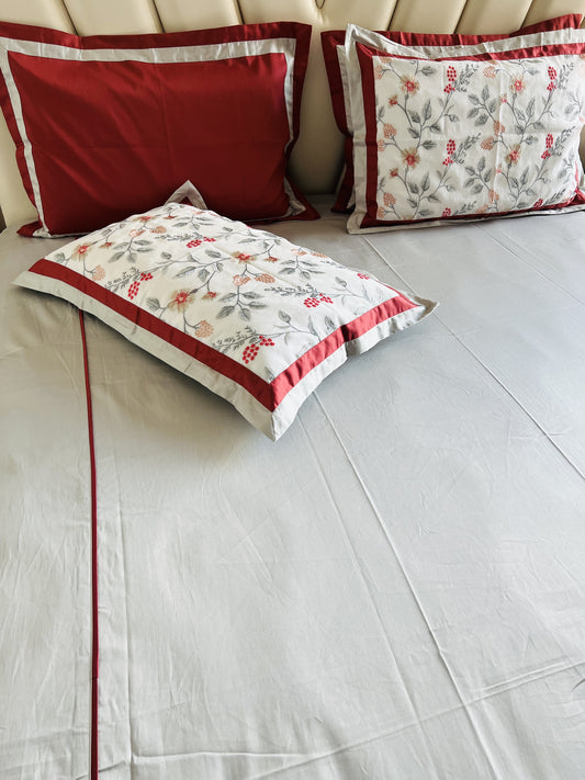 Light Grey Cotton Luxury Embroidery Bedsheet