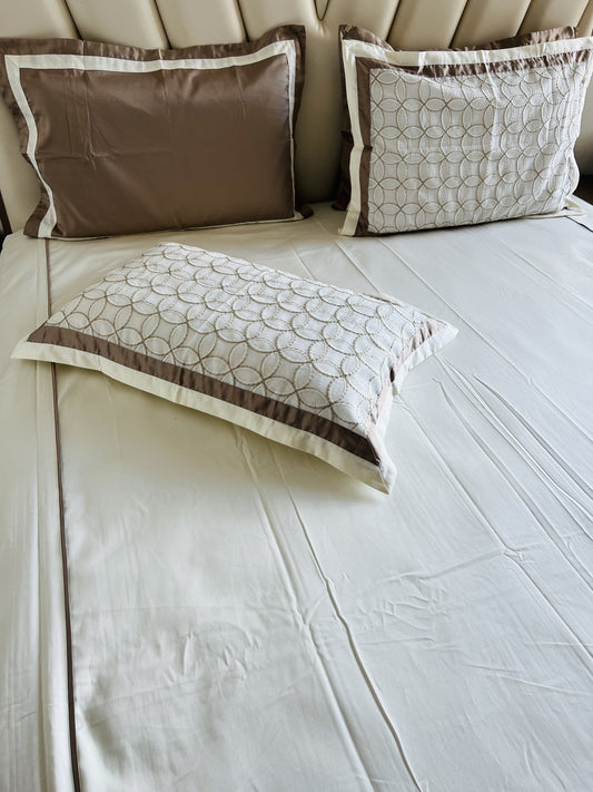Geometric Cotton Luxury Embroidery Bedsheet