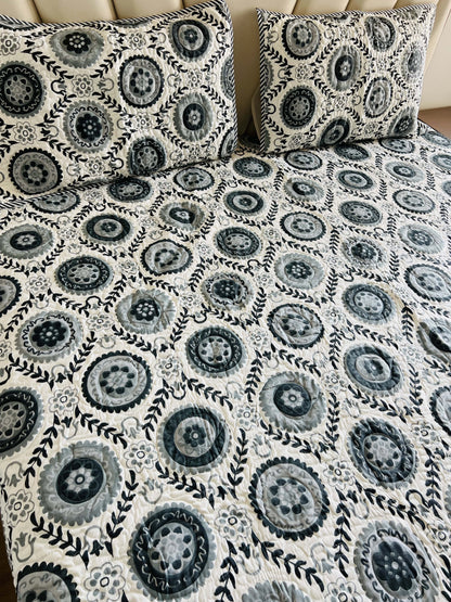 Chakra Brown Quilted Bedcover 3pc Set