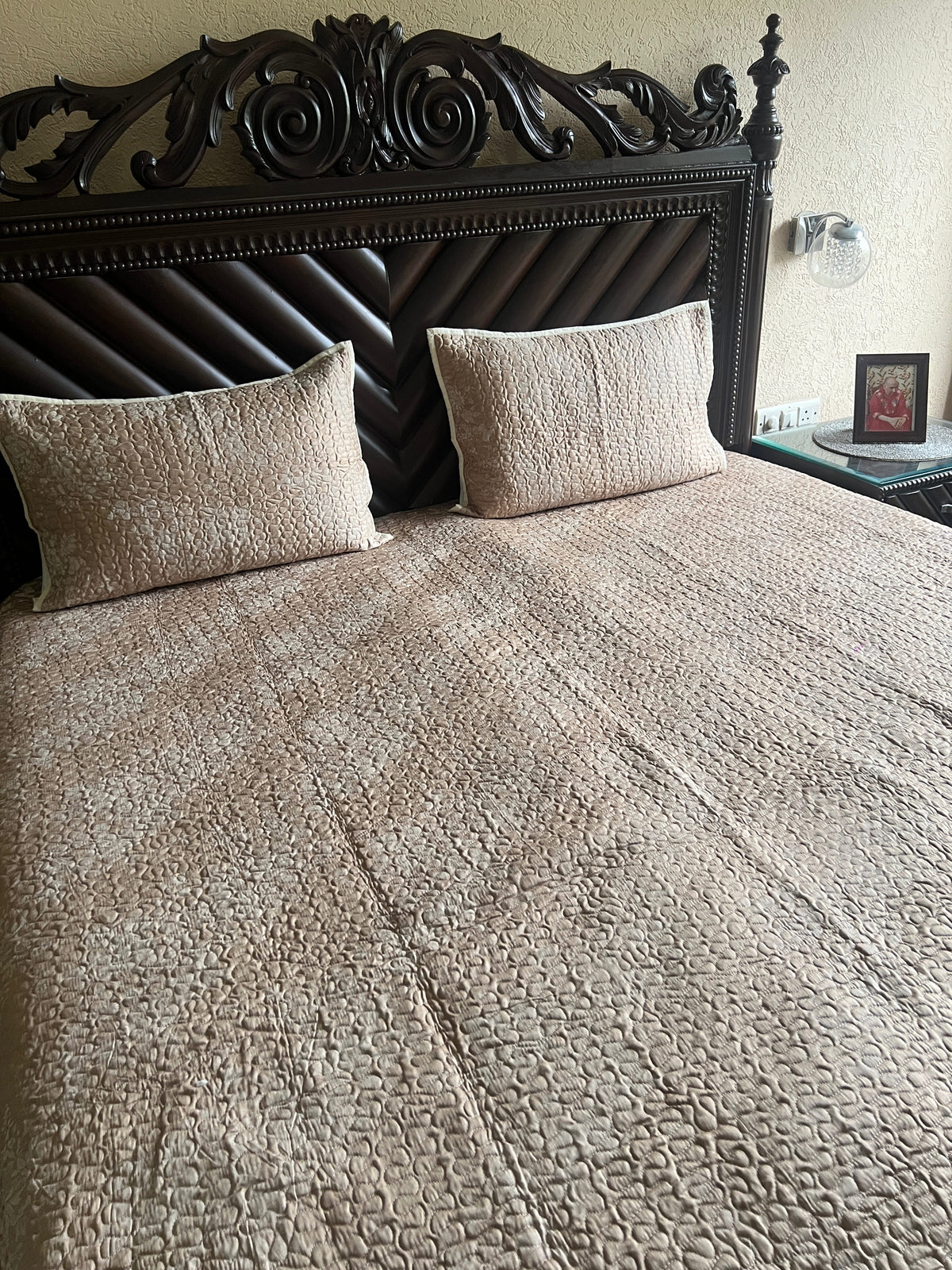 Serene Beige Quilted Bedcover 3pc Set