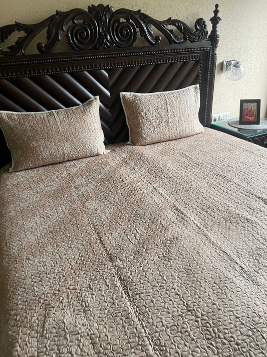 Serene Beige Quilted Bedcover 3pc Set