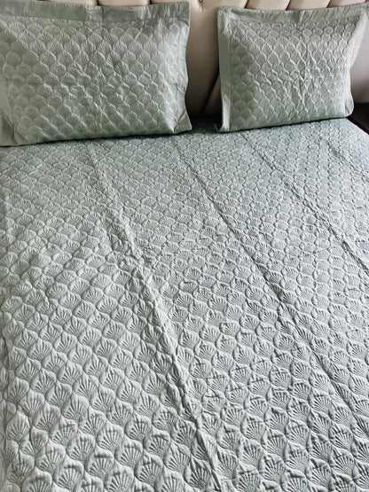 Ellora Quilted Solid Bedcover 3pc Set