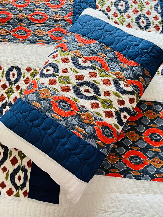 Ikkat Quilted Bedcover 3pc Set