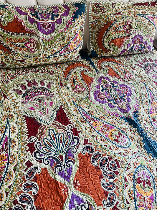 Mughal Quilted Bedcover 3pc Set