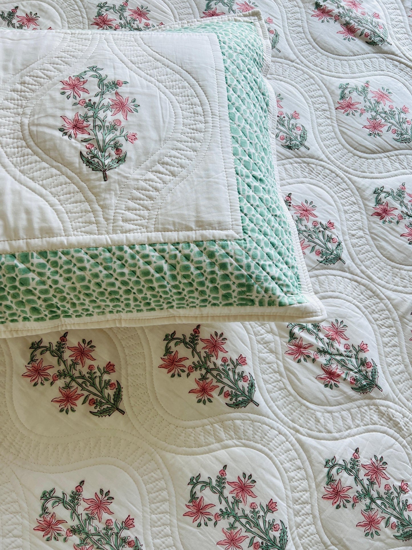 Jaal Handblock Quilted Bedcover 3pc Set