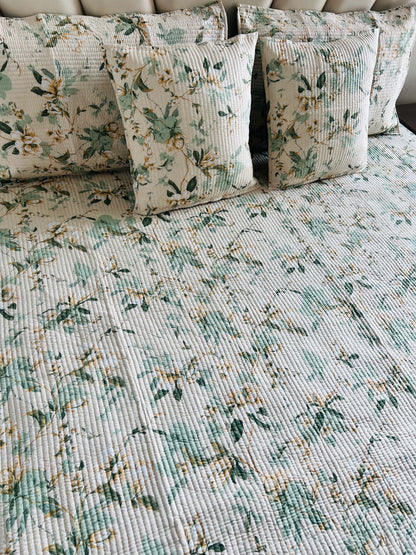 Floral Quilted Bedcover 5pc Set