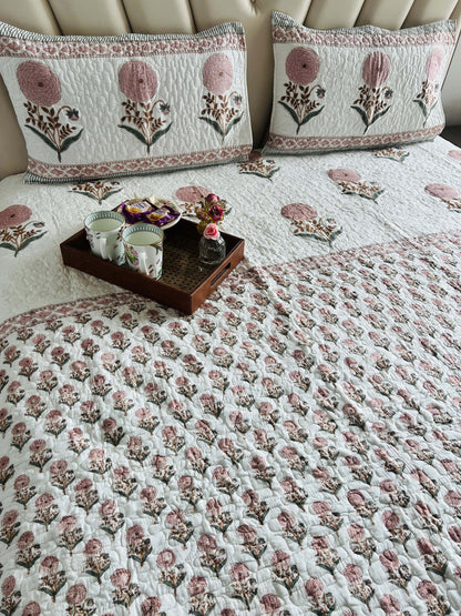 Handblock Quilted Bedcover 3pc Set