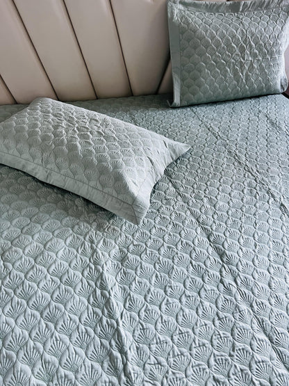 Ellora Quilted Solid Bedcover 3pc Set