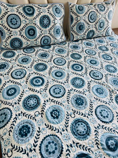 Chakra Brown Quilted Bedcover 3pc Set