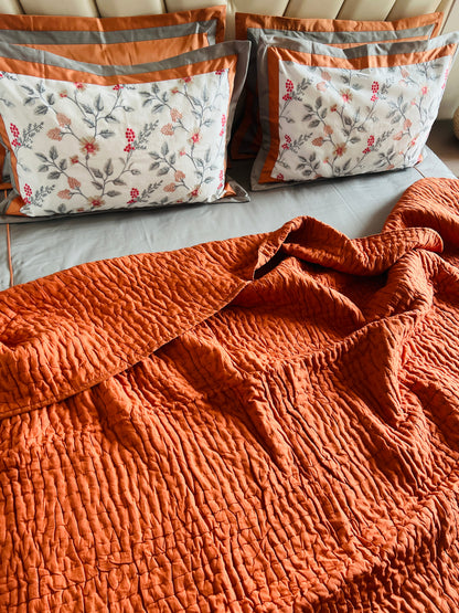 Solid Double Bed Kantha Quilt