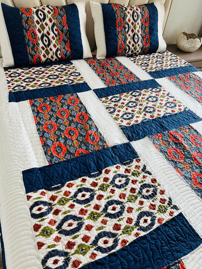 Ikkat Quilted Bedcover 3pc Set
