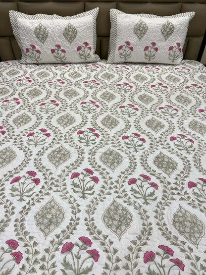 Handblock Quilted Bedcover 3pc Set