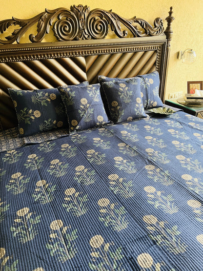 Yellow Marigold Quilted Reversible Bedcover 5pc Set