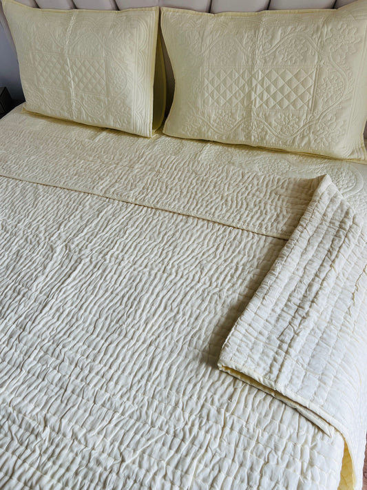 Solid Double Bed Kantha Quilt